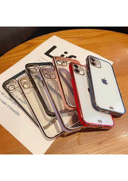 Xiaomi Redmi Note 9s Kılıf Kamera Lens Korumalı Kenarları Renkli Gold Arkası Şeffaf Silikon indirimleri