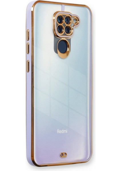 Xiaomi Redmi Note 9 Kılıf Kamera Lens Korumalı Kenarları Renkli Gold Arkası Şeffaf Silikon