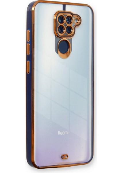 Xiaomi Redmi Note 9 Kılıf Kamera Lens Korumalı Kenarları Renkli Gold Arkası Şeffaf Silikon