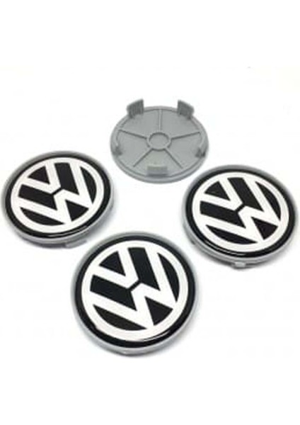 Volkswagen Damla Geçme Jant Göbeği Siyah Gri 4 Lü 65/68MM