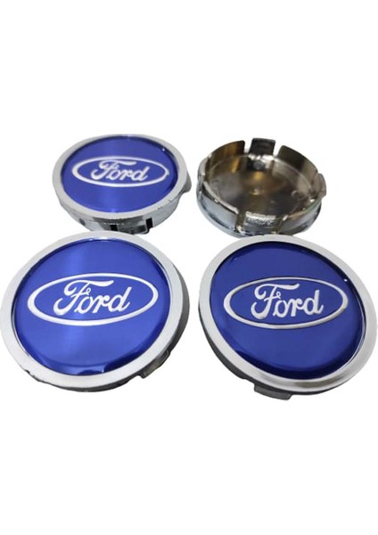 Ford Kabartma Geçme Jant Göbeği Lacivert Krom 4 Lü 60MM/55MM