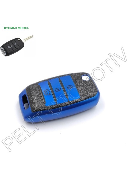 Kia Rio Ceed Cerato Anahtar Kılıfı Süperlüx Sustalı Mavi
