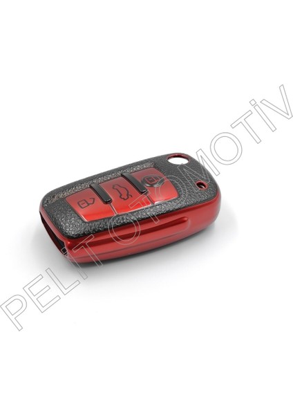 Audi A1 A3 A4 A5 A6 A7 A8 Sustalı Anahtar Kılıfı Süperlüx Kırmızı fiyatları
