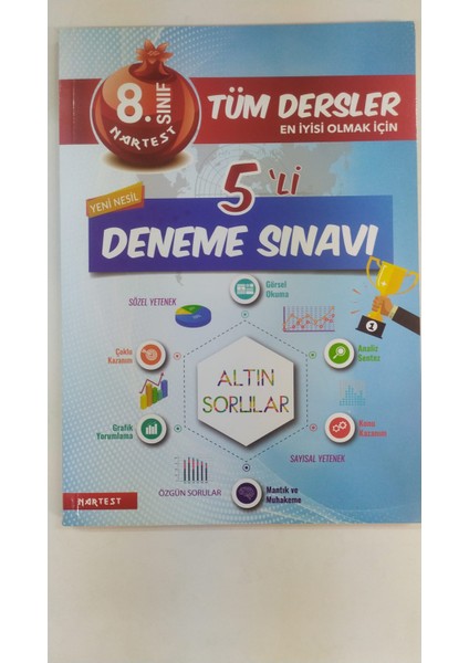 Nartest Yayınevi 8. Sınıf Nar Tüm Dersler 5'li Deneme Sınavı Altın Sorular