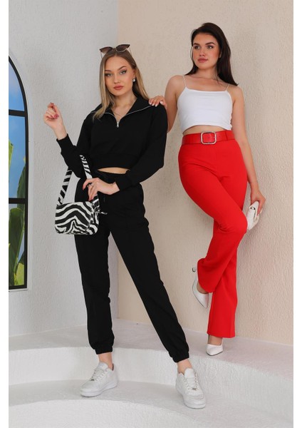 Crop Trend Günlük Kadın Spor Takım Siyah indirimleri