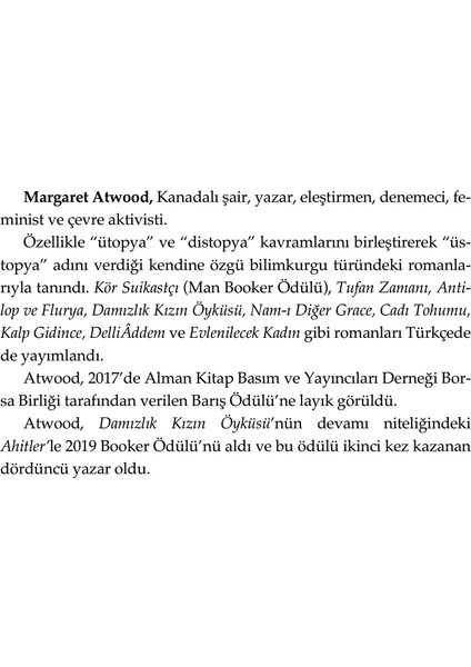 Adem'den Önceki̇ Yaşam - Margaret Atwood modelleri