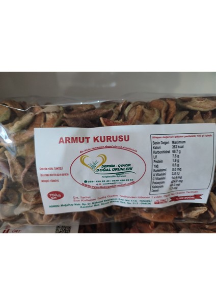 DOĞAL ARMUT KURUSU (500Gr)