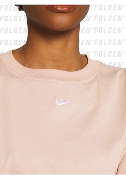 Sportswear Essential Crew T-Shirt Nakış Swooslu Pamuklu Tişört Pink Pembe CZ7339-800 fırsatları