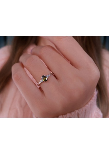 Pırlanta ve Oval Peridot Taşlı Yüzük 0417R0097 fırsatları