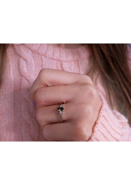 Pırlanta ve Oval Peridot Taşlı Yüzük 0417R0097 indirimleri