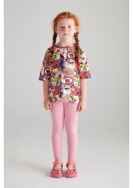 Kız Çocuk Fitilli Tayt - (Pembe)