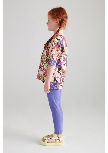 Kız Çocuk Fitilli Tayt - (Mor) fiyatları