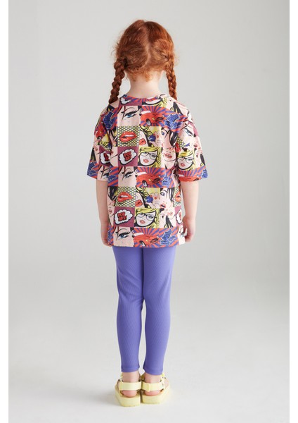 Kız Çocuk Fitilli Tayt - (Mor) modelleri