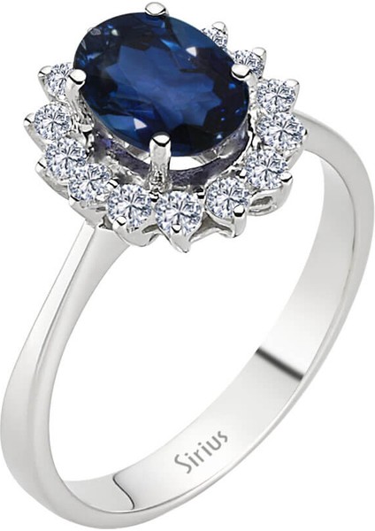 Pırlanta ve Oval Safir Taşlı Anturaj Yüzük 0417R0099