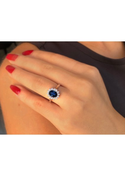Pırlanta ve Oval Safir Taşlı Anturaj Yüzük 0417R0099 fırsatları