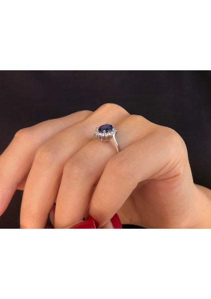Pırlanta ve Oval Safir Taşlı Anturaj Yüzük 0417R0099 indirimleri