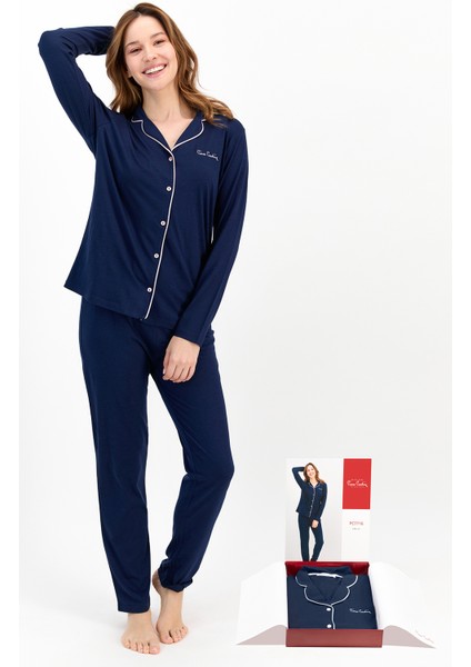 7717 Önden Düğmeli Kadın Pijama Takım
