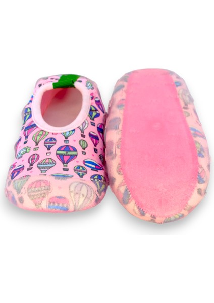 Balon Desenli Pembe Kız Çocuk Kaydırmaz Tabanlı Deniz AYAKKABISI-F-7036