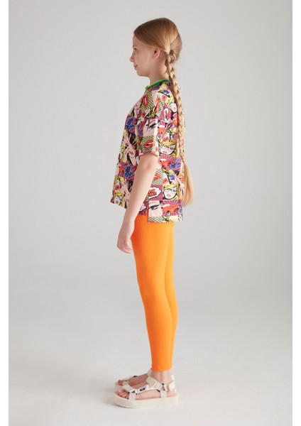 Kız Çocuk Fitilli Tayt - (Oranj) fiyatları
