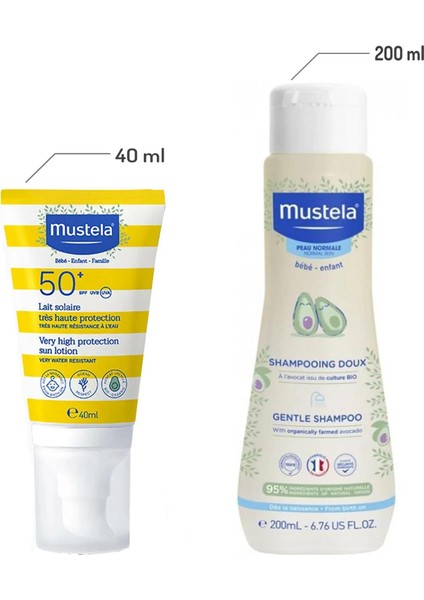 Gentle Papatya Özlü Şampuan 200 ml + Mustela Tüm Aile İçin Spf 50+ Güneş Losyonu 40 ml