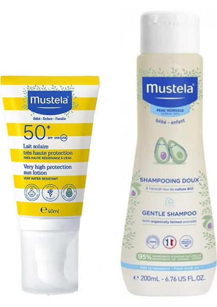 Gentle Papatya Özlü Şampuan 200 ml + Mustela Tüm Aile İçin Spf 50+ Güneş Losyonu 40 ml