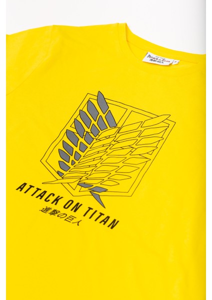 Attack On Tıtan Japon Dizayn Giyimod Erkek Tshirt 1230478-SARI