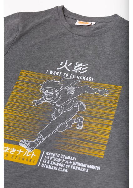 Naruto Uzumaki Hokage Tshirt 1280181-ANTRASİT fırsatları