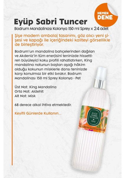 Bodrum Mandalinası Kolonyası 150 ml x 24 Adet fiyatları