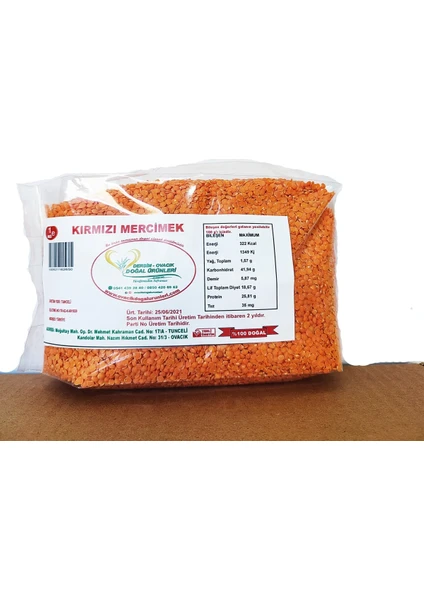 OVACIK DOĞALKIRMIZI MERCIMEK(1KG)