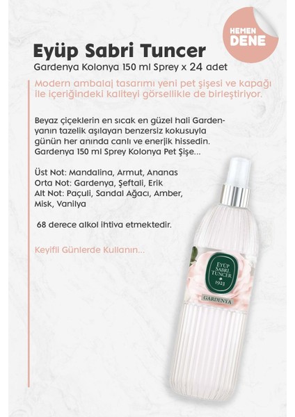 Gardenya Kolonyası 150 ml x 24 Adet fiyatları