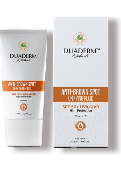 Leke Karşıtı Yüksek Koruma Anti-Brown Yüz Güneş Kremi Spf 50+ (Vitamin C + Uva Uvb) 50ML