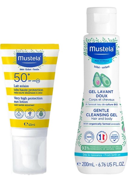 Tüm Aile İçin Spf 50+ Güneş Losyonu 40 ml + Mustela Yenidoğan Saç ve Vücut Şampuanı 200 ml