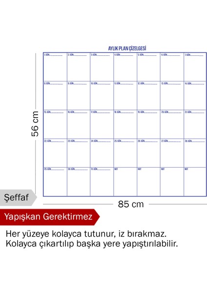 Aylık Planlayıcı Yapışkansız Tutunabilir Akıllı Kağıt Yazı Tahtası ( Silgili Tahta Kalemi Hediye) fiyatları