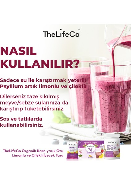 Organik Psyllium - Limonlu ve Çilekli Karnıyarık Otu İçecek Tozu 6g x 7 Adet Şase