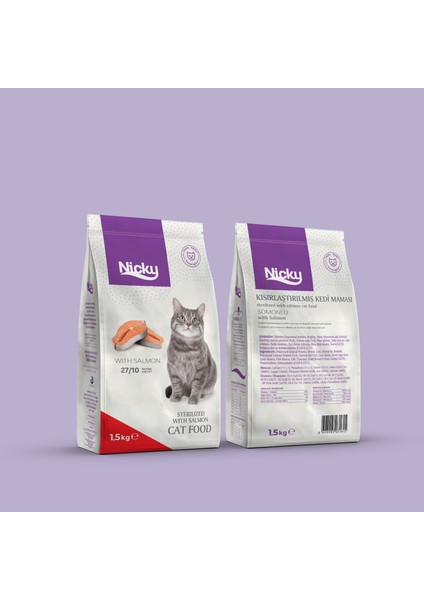 Kısırlaştırılmış Somonlu Kedi Maması 1,5kg