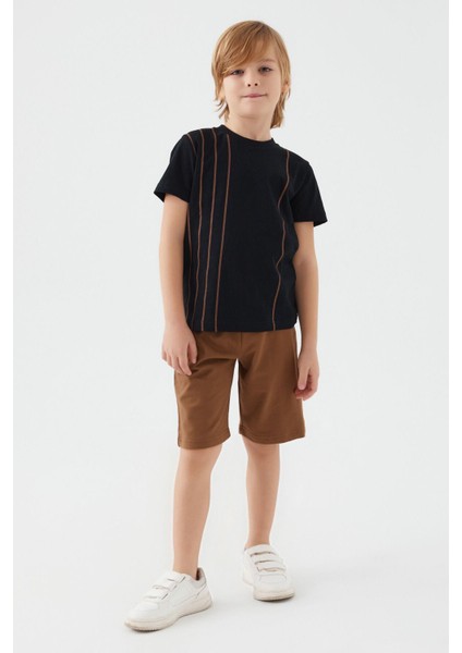 2509 Garson Vertical Stripes Erkek Çocuk Bermuda Takım