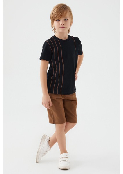 2509 Garson Vertical Stripes Erkek Çocuk Bermuda Takım fırsatları