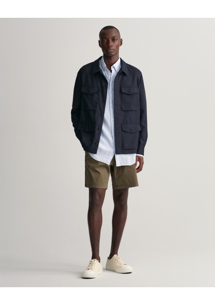 Erkek Mavi Regular Fit Düğmeli Yaka Çizgili Keten Gömlek 3230081.468 fiyatları