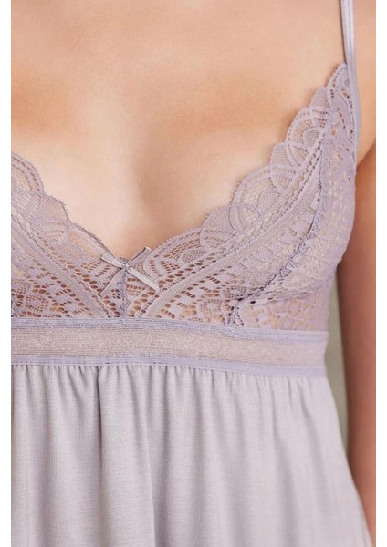 2820 Kadın Penye Dantelli Sabahlıklı Pijama Takım-Royal indirimleri