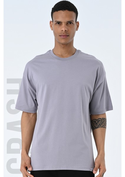 Basic Erkek Bisiklet Yaka Oversize Kalıp Kısa Kollu T-Shirt