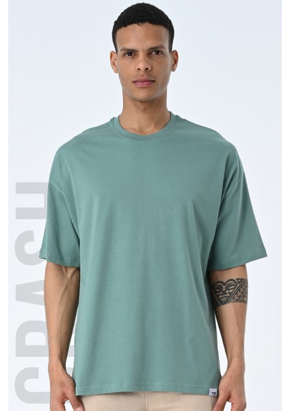 Basic Erkek Bisiklet Yaka Oversize Kalıp Kısa Kollu T-Shirt