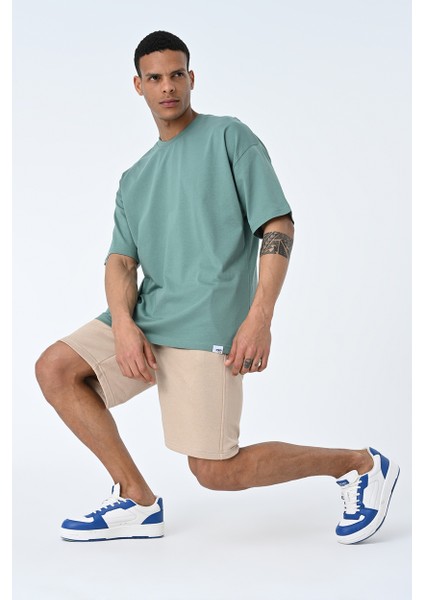 Basic Erkek Bisiklet Yaka Oversize Kalıp Kısa Kollu T-Shirt modelleri