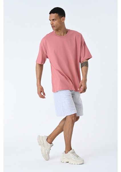 Basic Erkek Bisiklet Yaka Oversize Kalıp Kısa Kollu T-Shirt modelleri
