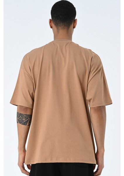 Basic Erkek Bisiklet Yaka Oversize Kalıp Kısa Kollu T-Shirt