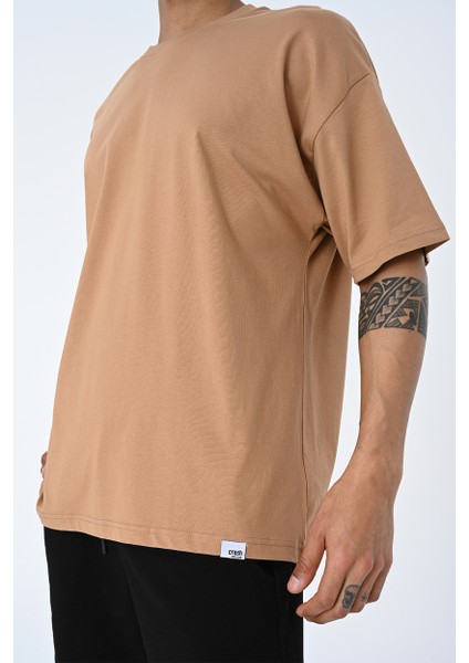 Basic Erkek Bisiklet Yaka Oversize Kalıp Kısa Kollu T-Shirt