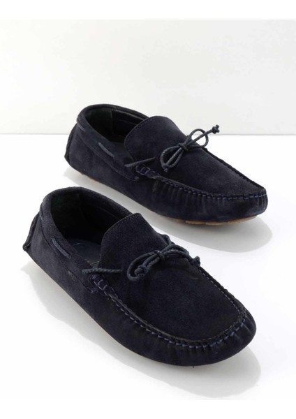 Lacivert Süet Leather Erkek Loafer Ayakkabı E01549913402
