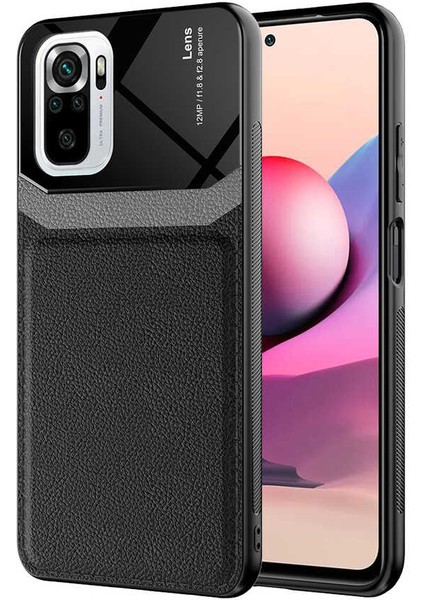 Xiaomi Redmi Note 10S Deri Görünümlü Ultra Koruyucu Kılıf Emiks Kapak