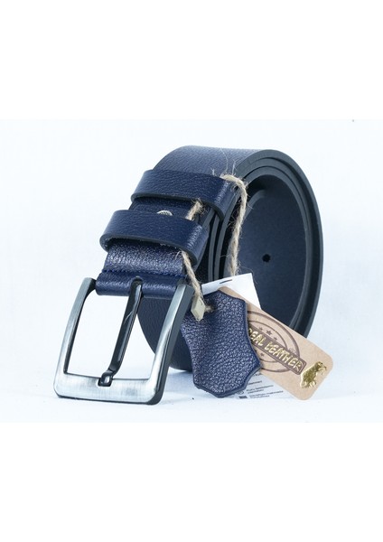 Parscraft Hakiki Manda Derisi Erkek Kemer 4,5 Cm Lacivert Kot Pantolon Spor Kemer