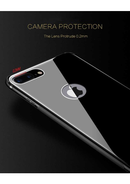 Apple iPhone 8 Plus Kılıf Düz Renkli Ebruli Cam Kapak