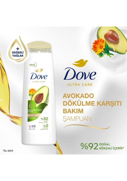 Ultra Care Saç Bakım Şampuanı Dökülme Karşıtı Bakım Avokado Özü 400 ml x3